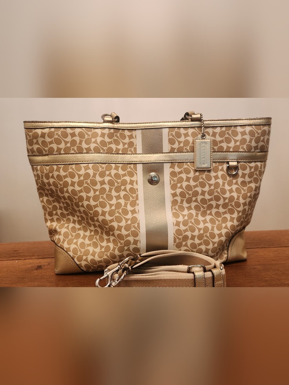 Coach Circa 2011 Classic Diaper Bag Tote with Contrast Center Stripe Pristine!!!
